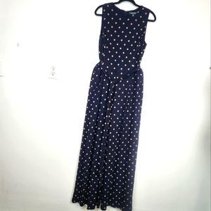 Jumpsuit pant navy and beige polka-dot size 14 new with tags